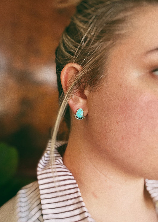 Beaded Turquoise Earrings no. 1